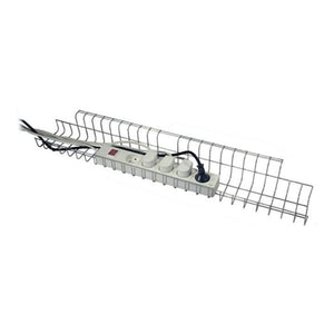 B-Ware Kabelkorb Drahtkorb Kabelmanagement silber für Schreibtische 790x100x50