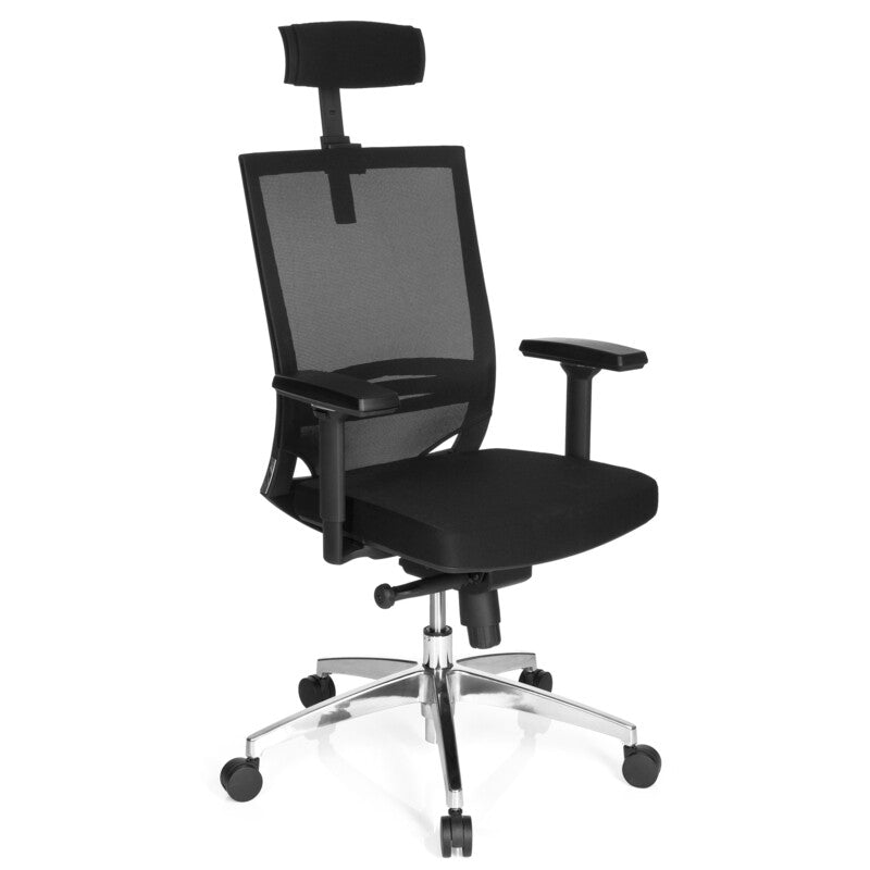 hjh OFFICE Bürostuhl Chefsessel PORTO MAX HIGH Sitz Stoff Rücken Netz schwarz - 4260284081485