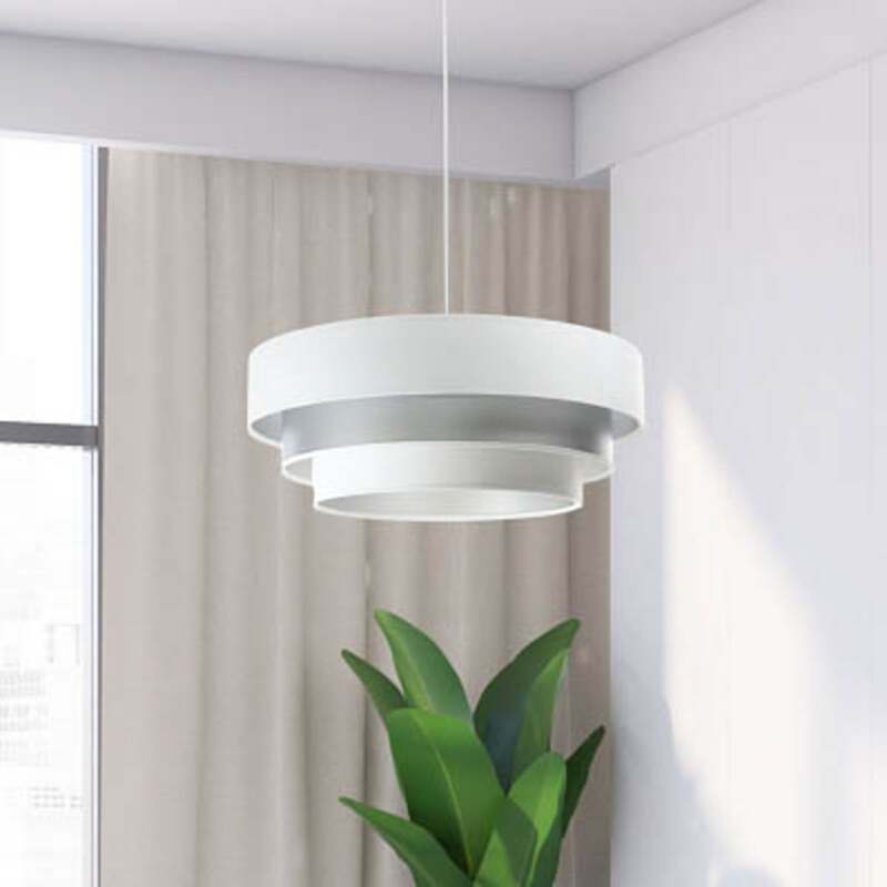 Maco Design Triniti Hängeleuchte Pendelleuchte weiß silber Textil rund 60 cm - 5906742008173