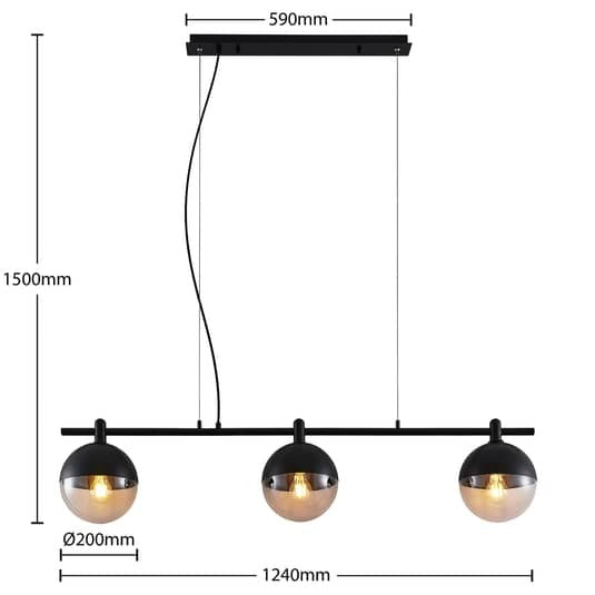 Lucande Dustian Hängeleuchte, 3-fl., 124 cm Lampe Leuchte Hängeleuchte IP20 40W - 4251096580303