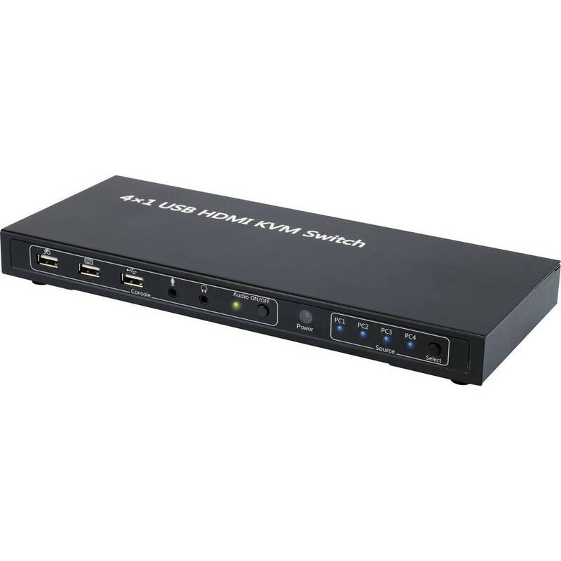 SpeaKa Professional 4 Port KVM Umschalter Verteiler Hub mit Switch HDMI USB TV - 4016138857641