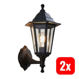 2x B-Ware Lindby Außenwandleuchte Nane in Laternenform Wandleuchte Wandleuchte schwarz