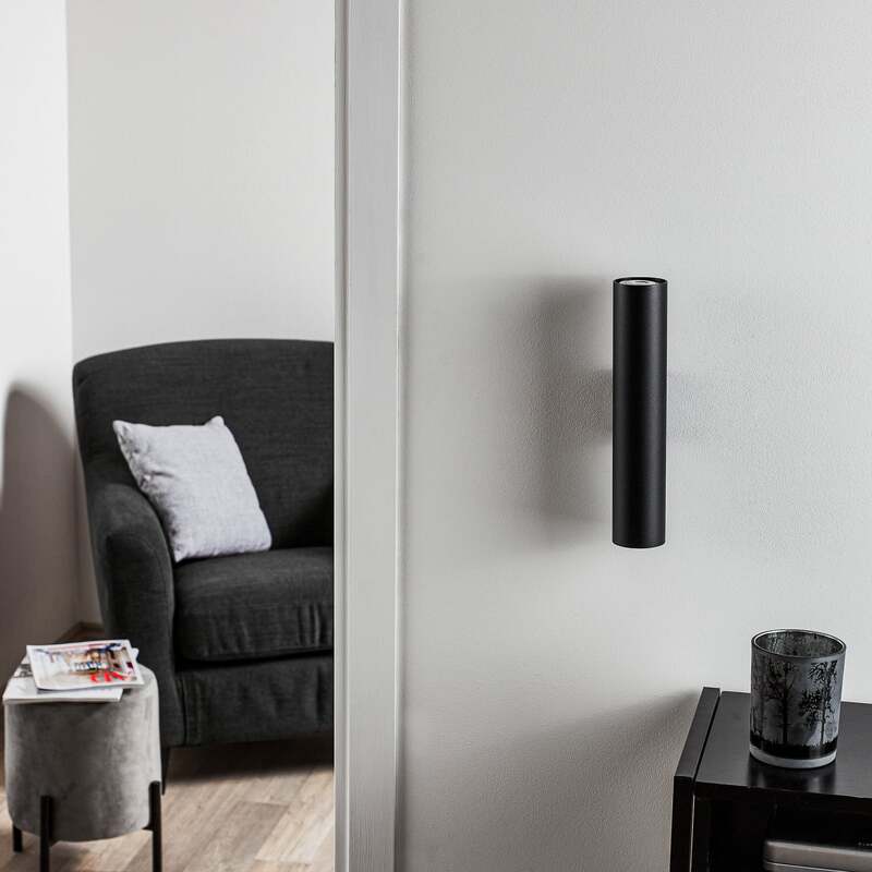Wandleuchte Tube up/down schwarz LED Wandlampe dimmbar Stahl 30cm 2x40W IP20 - 5903282730182