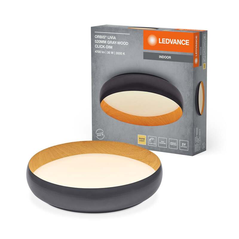 LEDVANCE Deckenleuchte Orbis Livia LED Lampe dimmbar grau Ø52cm Metall 36W - 4099854284120