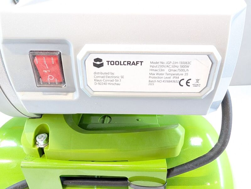 Toolcraft Hauswasserwerk Pumpe 7500l/h 1300W selbstansaugend 24l grün IPX4 - 4064161310114