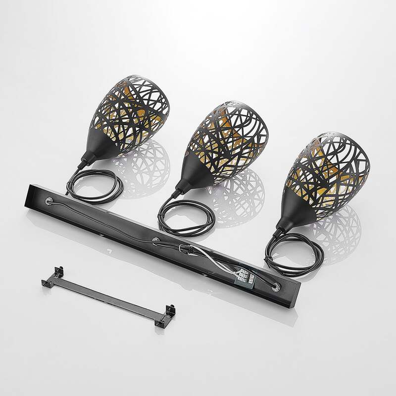 Lindby Pendelleuchte Hängeleuchte Marcello LED Lampe dimmbar schwarz-gold 75cm - 4251096570670