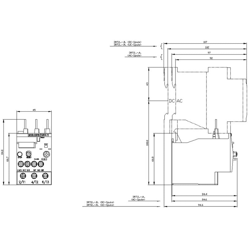 Siemens Überlastrelais 3RU2126-1JB0 Heizschutz Relais 7-10A IP20 S0 690V 1 St. - 4011209780910