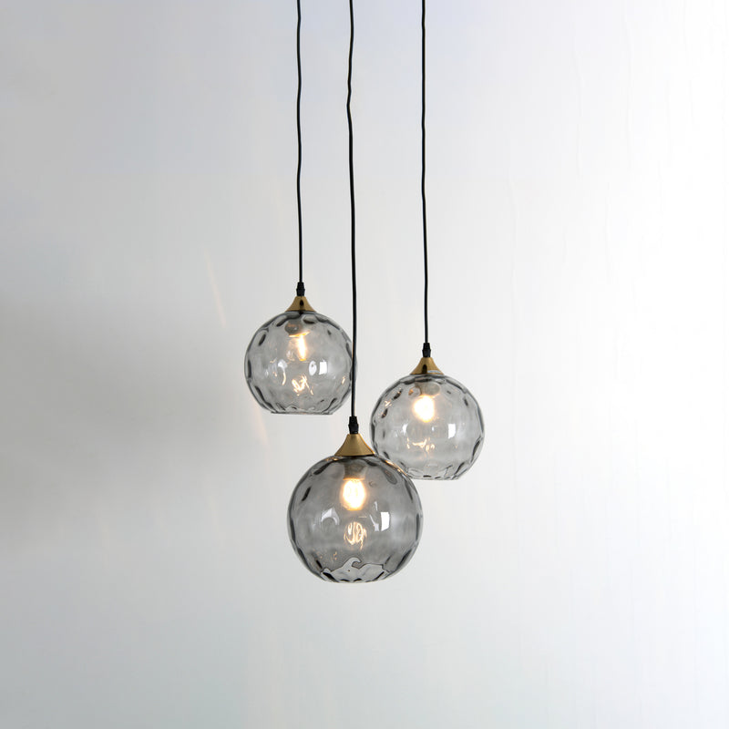 Holländer Hängeleuchte Milano drei Schirme aus Rauchglas Deckenlampe Lampe - 4250151349756