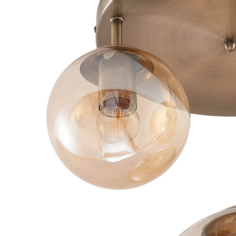 Lindby Teeja Deckenlampe 3 Glaskugeln messing Deckenlampe Glaslampe Lampe Glas - 4251911746037
