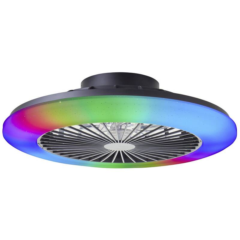 Brilliant Salerno LED Deckenleuchte 49cm mit Ventilator dimmbar Schwarz - 4004353435881