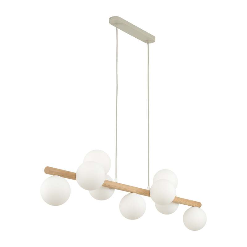 Hängeleuchte Estera Opalglas Holz neunflammig Hängelampe Lampe SIEHE TEXT/F37 - 5901780559069