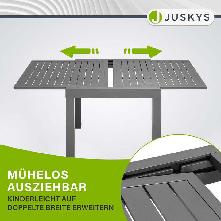 Gartentisch Laki Outdoor Tisch Aluminium ausziehbar dunkelgrau 70x70cm bis 140cm - 4262437181653