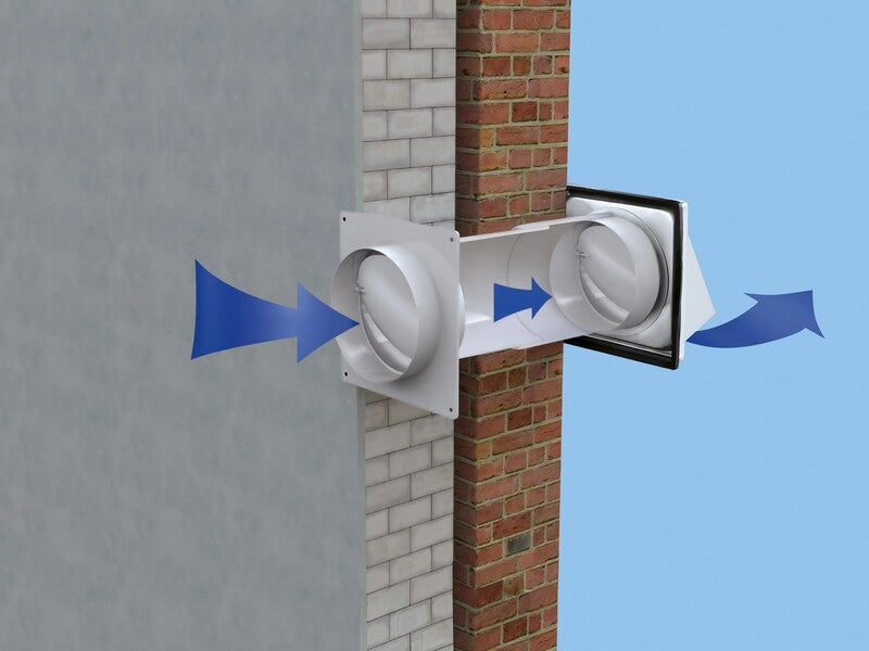 Teleskop-Mauerkasten System Ø 150mm mit Edelstahl-Ablufthaube 30-50cm flexibel - 4007873447556