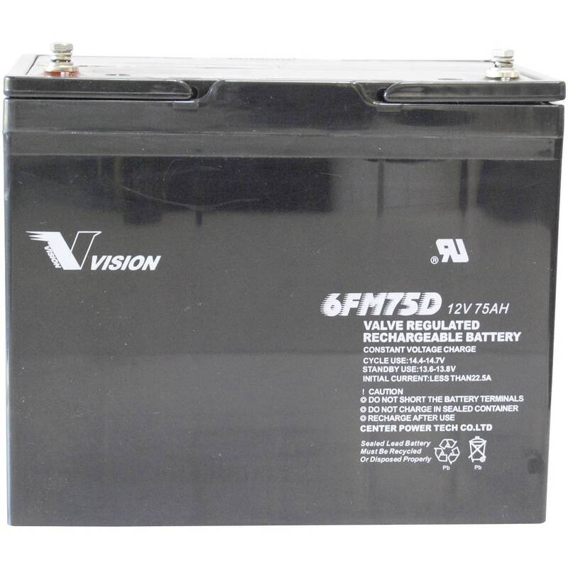 VISION BLEI-AKKU 12 V 75 AH wartungsfrei AGM M6-Schraubanschluss 24 kg - 2050001656094