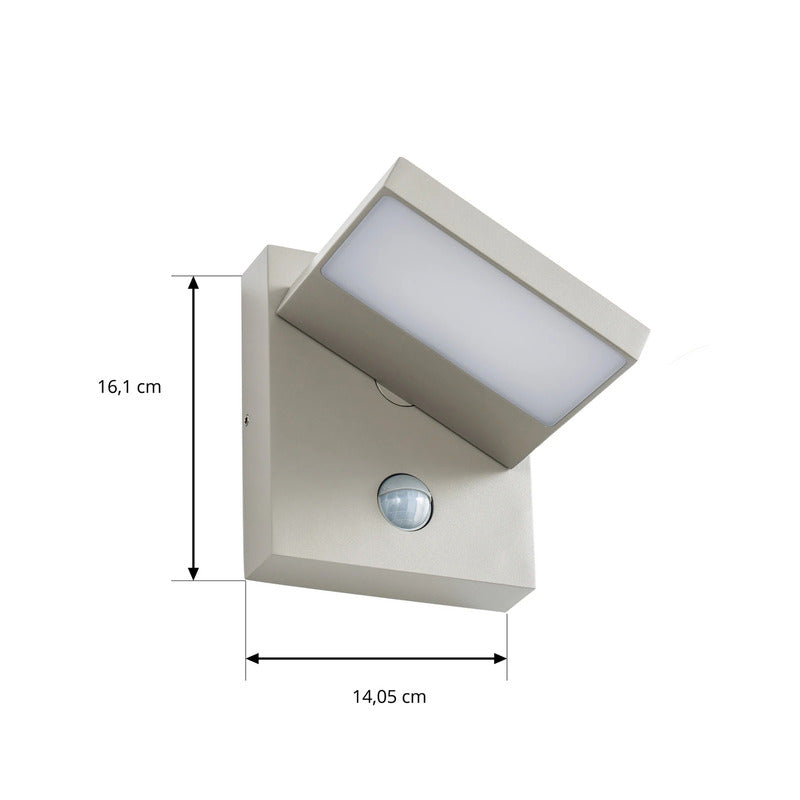Lucande Außenlampe Silvan LED Wandleuchte Gartenlampe mit Sensor IP54 steingrau - 4255830907104