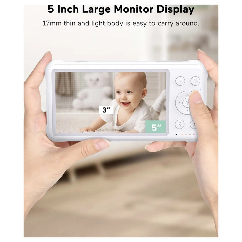 Momcozy Babyphone Babymonitor mit Kamera BM007-WH12BA-A Full HD 5 Zoll weiß - 0647168301732