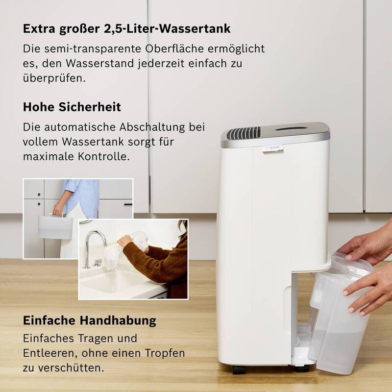 Bosch Luftentfeuchter Dry 4000 Heizgerät Handtuchheizkörper 2,5l 75m² 40dB weiß - 4069143047774
