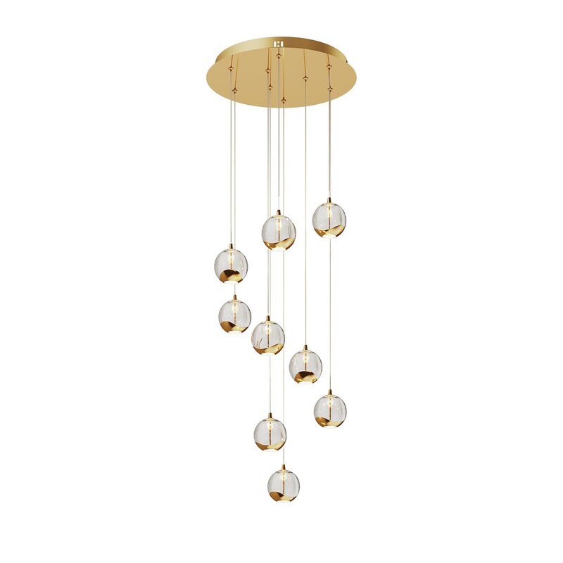 Lucande Pendelleuchte Hängelampe LED Hayley Gold Glas Leuchte Lampe Beleuchtung - 4251096583427
