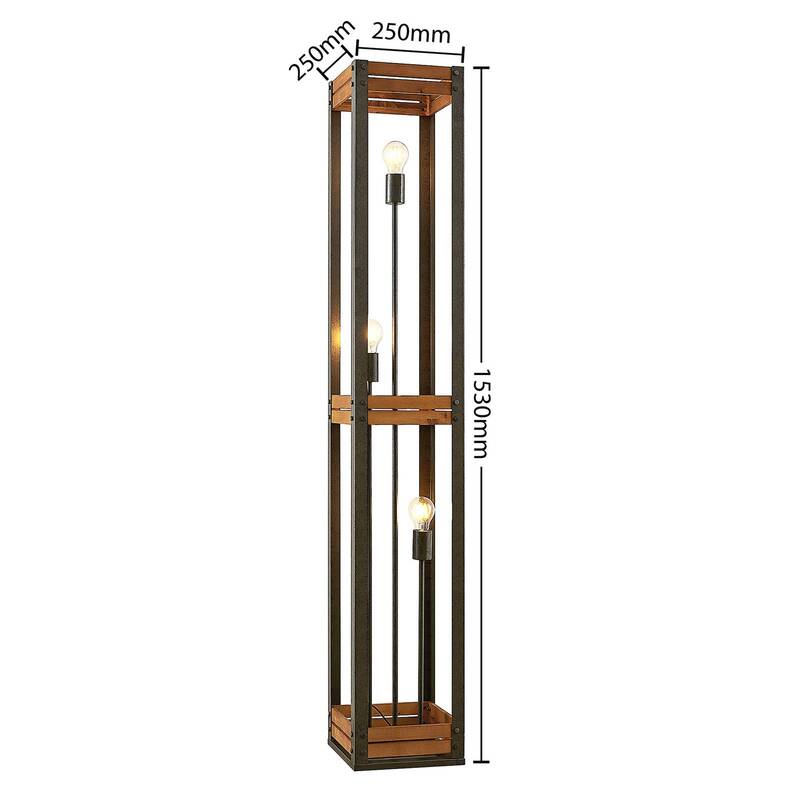 Lindby Kanisa Stehleuchte Stehlampe Wohnzimmerlampe Lampe Leuchte Metall Holz912 - 4251911708028