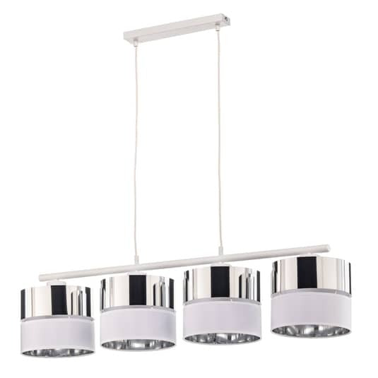 Euluna Hängeleuchte Hilton Deckenlampe Pendelleuchte weiß silber vierflammig - 5901780541774