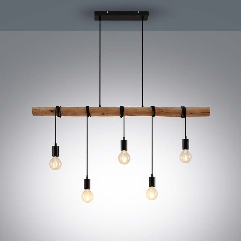 Lindby Hängeleuchte Rom 5-flg LED Pendelleuchte Lampe dimmbar schwarz 116cm - 4251096581171