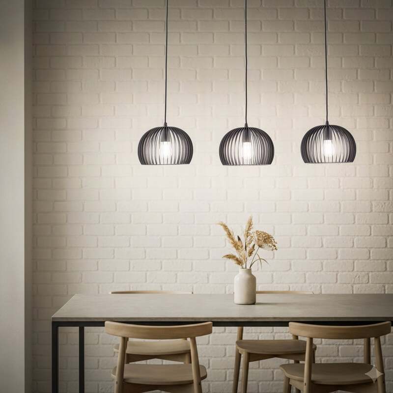 Lindby Pendelleuchte Jusra Hängeleuchte Lampe Leuchte 3-flg. E27 Metall schw28 - 4251096551778