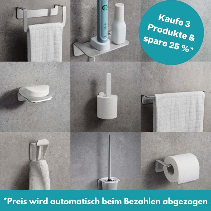 WEISSENSTEIN Handtuchstange Handtuchhalter Badezimmer WOMO silber selbstklebend - 4260470461572