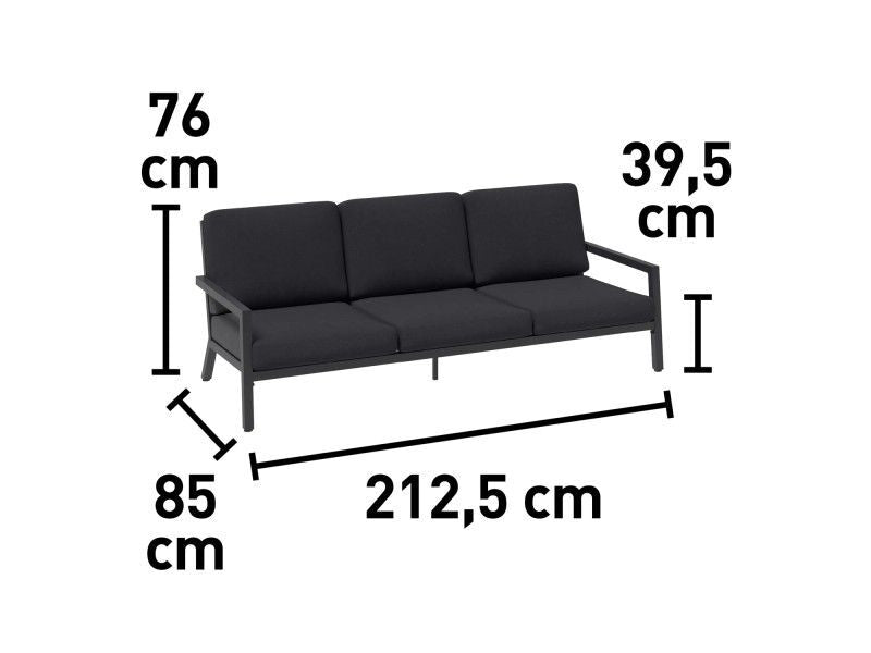 Lounge-Gruppe Springtown 4-teilig Gartenmöbel Aluminium Schwarz-Dunkelgrau Tisch - 4007873338632