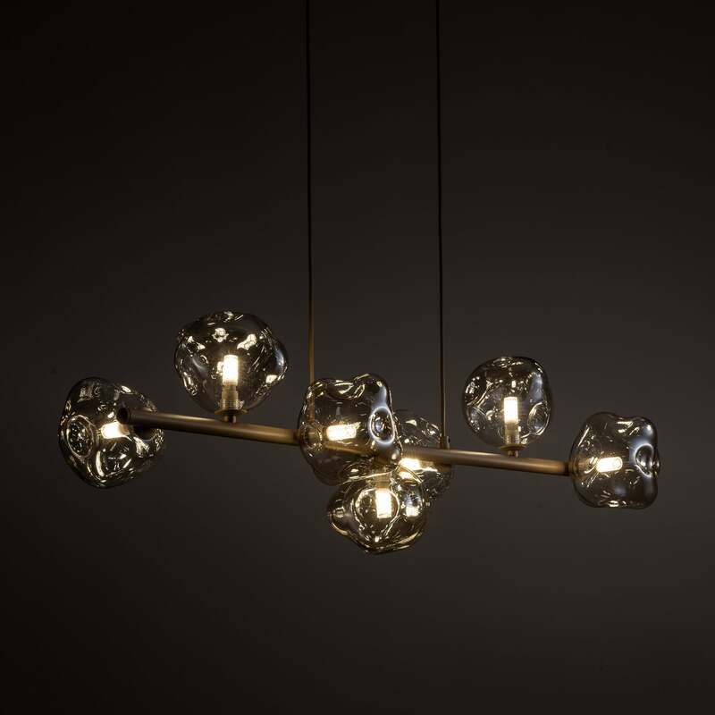 Hängeleuchte Lava 7-flammig LED Pendelleuchte dimmbar sand cognac 90x33cm - 5906135111091