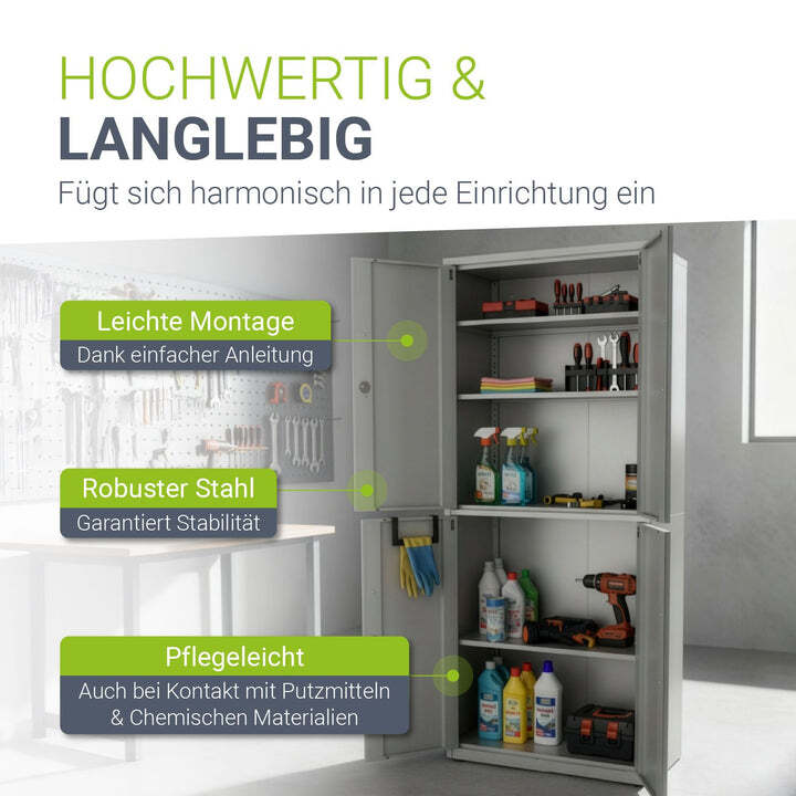 Aktenschrank Metall Büroschrank mit Cam-Lock Schloss 3 Einlegeböden 2 Schlüssel - 4262437186689