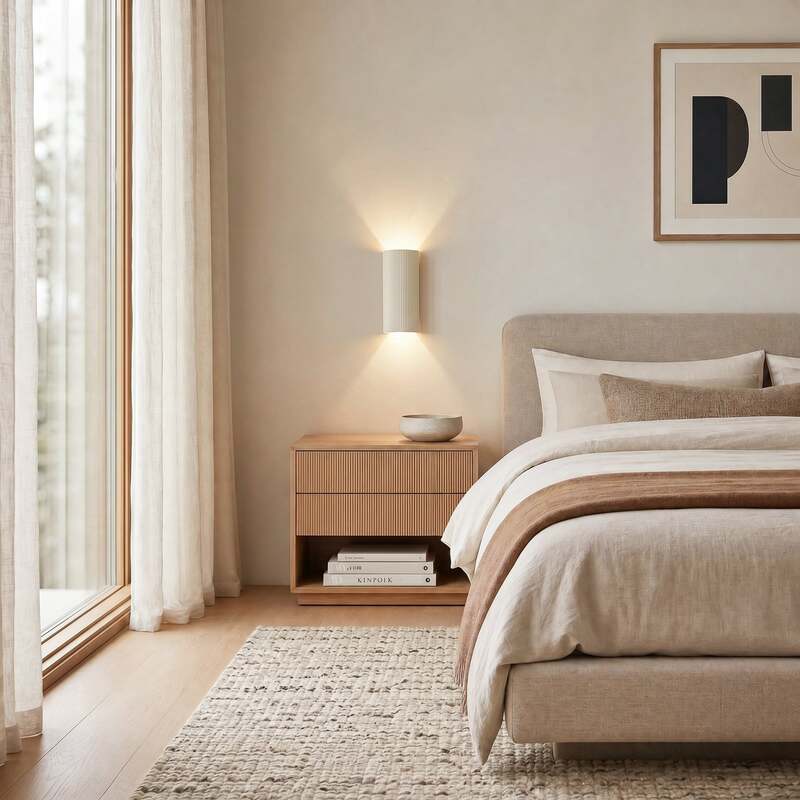 Lindby Wandleuchte Colja Wandlampe Wandlicht Leuchte rund Höhe 30,5 cm Gips weiß - 4251911794229