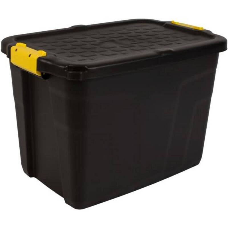 Strata Aufbewahrungsbox 60l HW442 schwarz/gelb mit Deckel stapelbar - 5021711050080