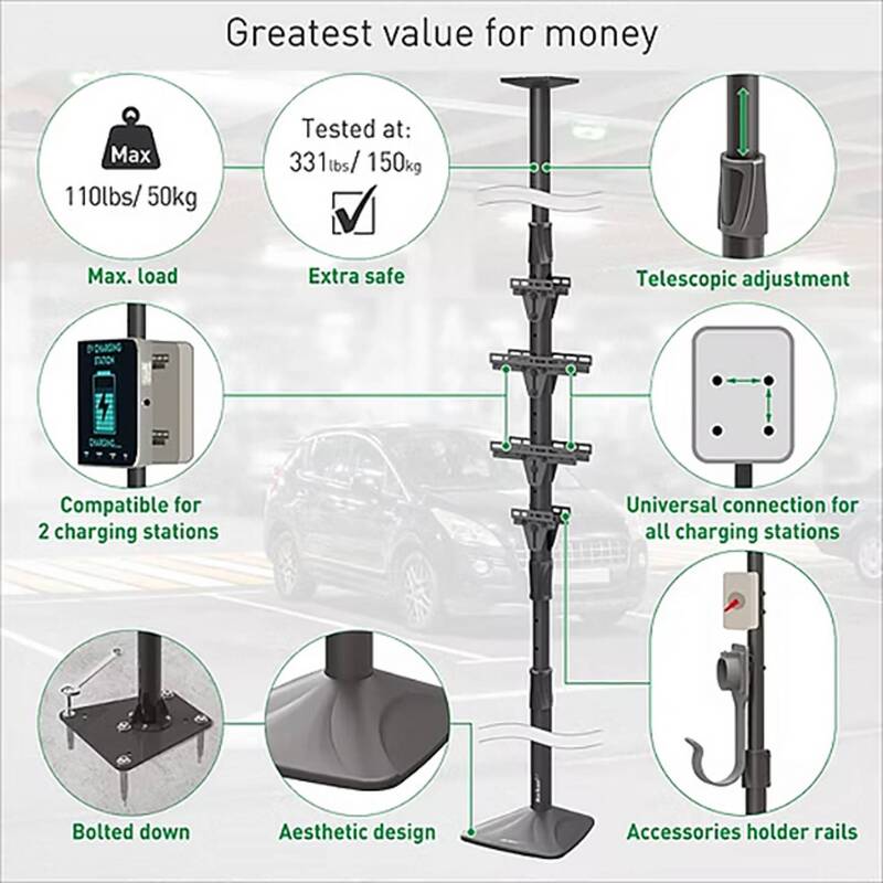 Barkan EV-Ladeständer Außen-Universal 350cm EV-Ladestation schwarz 150kg - 7290019569701