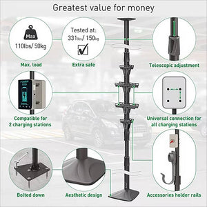 B-Ware Barkan EV-Ladeständer Außen-Universal 350cm EV-Ladestation schwarz 150kg