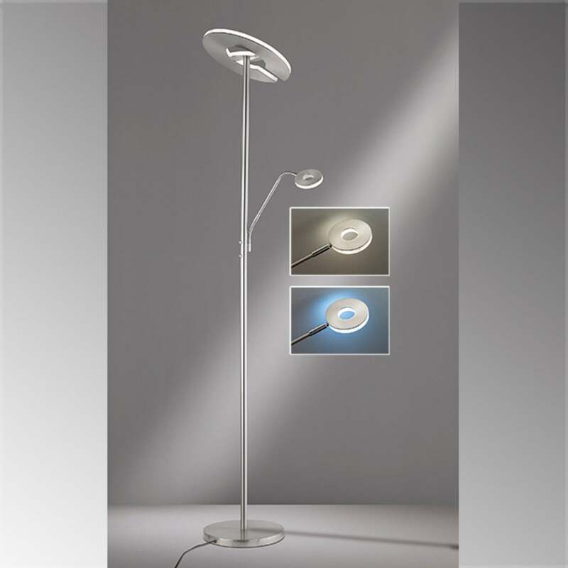 FISCHER HONSEL Stehleuchte Stehlampe LED Dent nickel weiß matt dimmbar 180 cm439 - 4003694403177