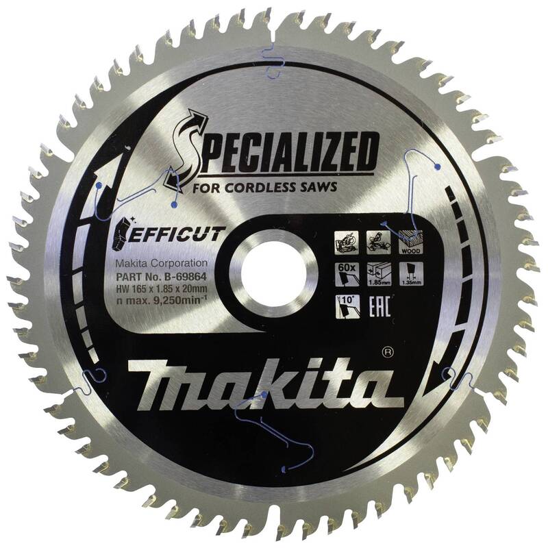 Makita Kreissägeblatt 165mm 60 Zähne EFFICUT Holz Sägeblatt 1,85mm dick 1 St. - 0088381549462