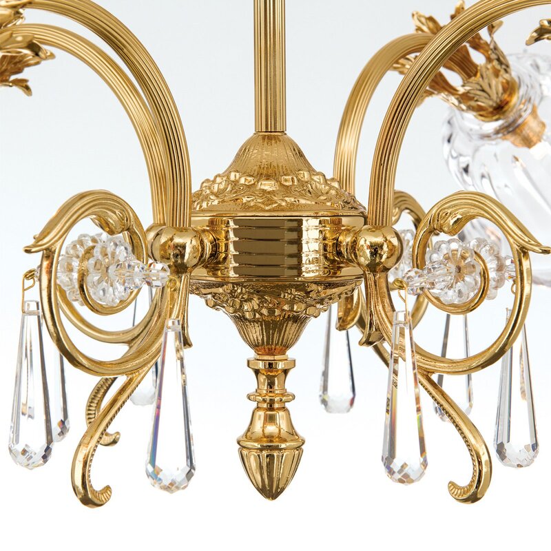 Hängeleuchte Pendelleuchte La Boheme gold Kristallglas Deckenlampe 4-flg messing - 9003090214747