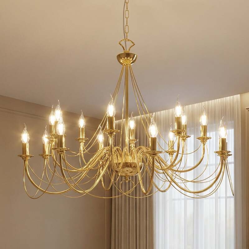Kronleuchter Retro 16-flammig gold 90 cm dimmbar von Domiluce - 5905563001653
