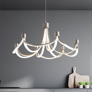 B-Ware Näve LED Hängeleuchte Festos dimmbar nickel matt Designer Lampe 55cm Ø 3400lm