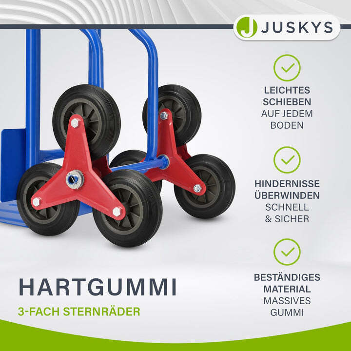 Treppensackkarre Treppenkarre klappbar bis 100 kg Stahl Kunststoff blau rot - 4260565522522