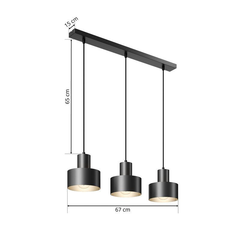Euluna Hängeleuchte Rif Deckenlampe Lampe Leuchte LED dreiflammig E27 schwarz - 5902335264001