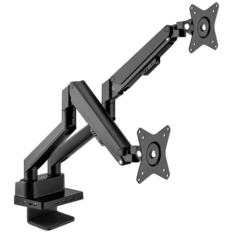 Manhattan Monitor-Tischhalterung 2 Displays Neigbar Schwenkbar Schwarz 43-81cm - 0766623461887