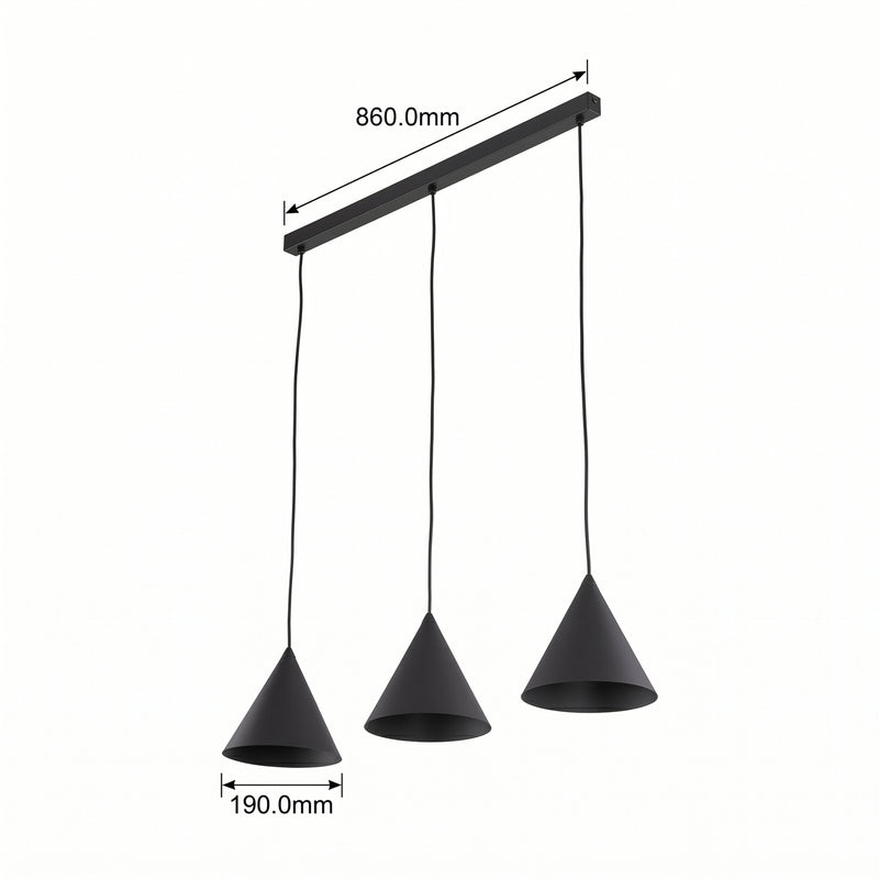 TK Lighting Hängeleuchte Cono 3-flammig LED Pendelleuchte dimmbar schwarz 86x19 - 5906135100682