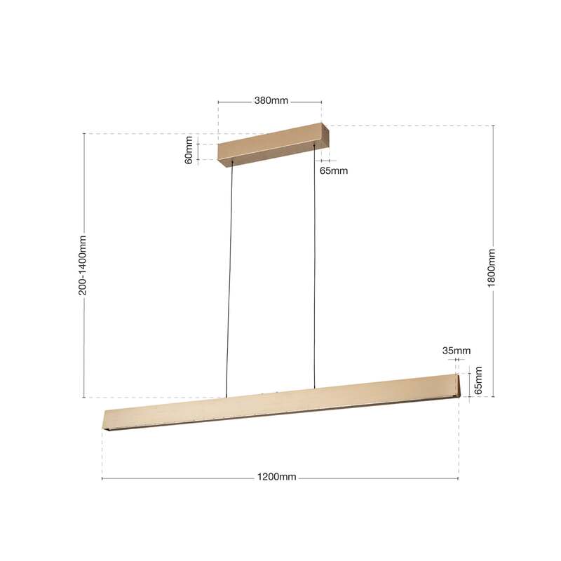 Orion Tara LED Hängelampe Pendelleuchte Messing matt Wohnzimmerlampe 120 cm - 9003090278329