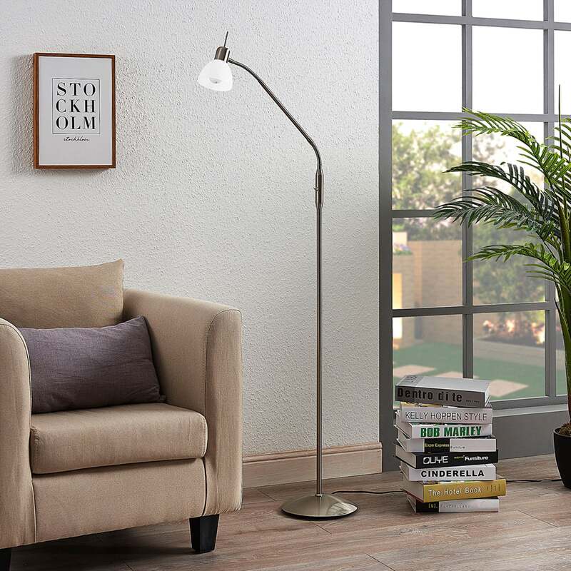 Lindby Stehlampe Gwendolin LED Stehleuchte verstellbar Glas alabaster nickel - 4251096542790