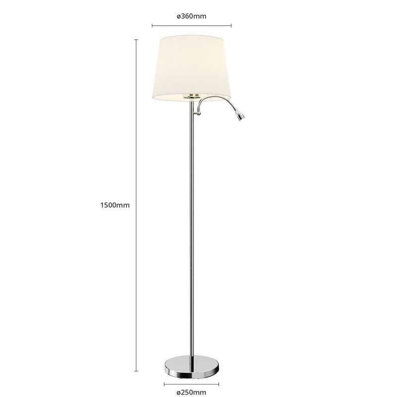 Lindby Benjiro Stoff-Stehlampe LED-Leselicht Wohnzimmerleuchte Standleuchte E27 - 4251096546767