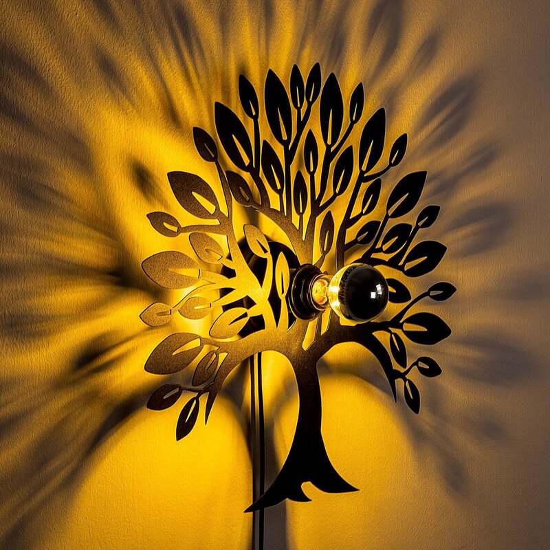 Wandlampe Heart Tree V2 schwarz Metall Stecker Schalter Wandleuchte Lampe Spot - 8683743676491