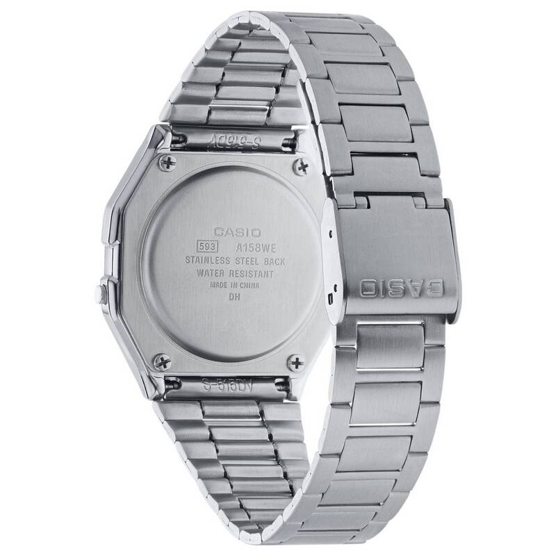 Casio Armbanduhr A158WEA-1AEF Digitaluhr Edelstahlarmband silber 48g - 4971850944386