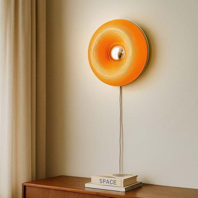 Lindby Tischlampe Wandleuchte Fjora LED dimmbar orange chrom Ø30cm 350Lumen - 4255830905506