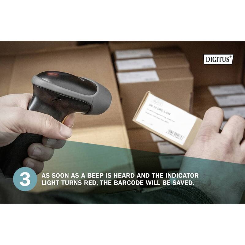 Digitus DA-81001 Hand-Scanner 1D Barcode USB IP54 200 Scans/s für Handel Indu... - 4016032473633